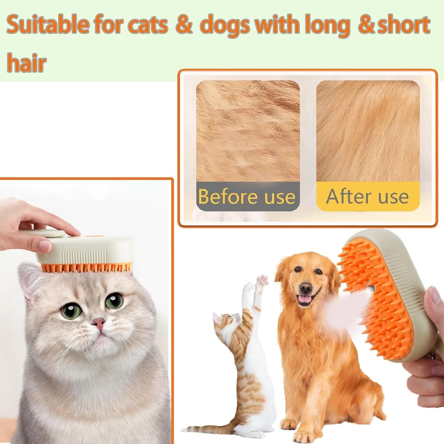 Steam Grooming Brush for Dogs & Cats
