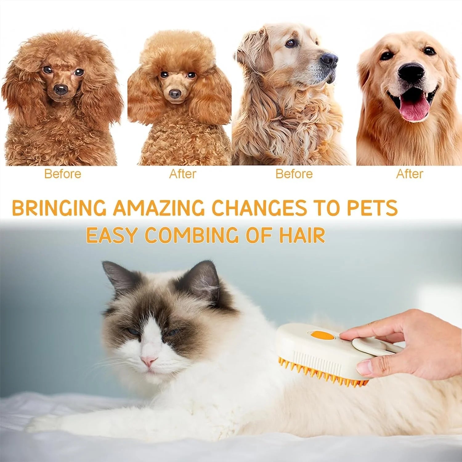 Steam Grooming Brush for Dogs & Cats