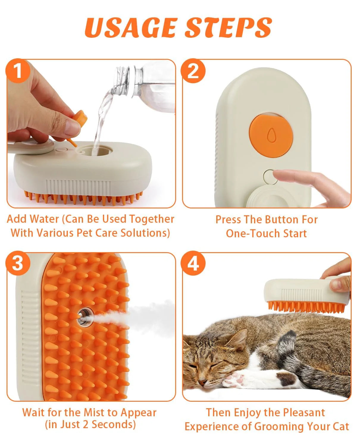 Steam Grooming Brush for Dogs & Cats